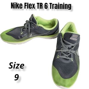 Nike Flex TR 6 Training Shoe Grey & Neon Green 9 VGUC
